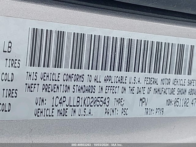 1C4PJLLB1KD205543 Jeep Cherokee Latitude Plus Fwd