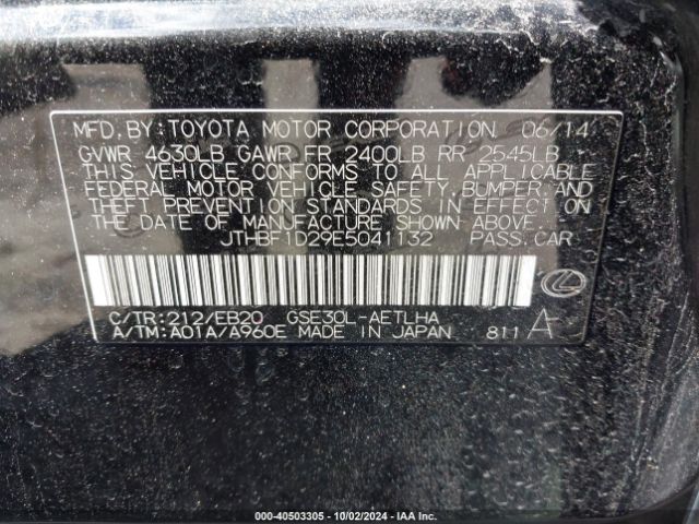 JTHBF1D29E5041132 Lexus IS 250