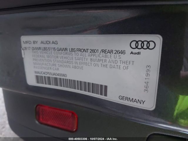 WAUC4CF59JA040060 Audi S5 3.0t Premium Plus