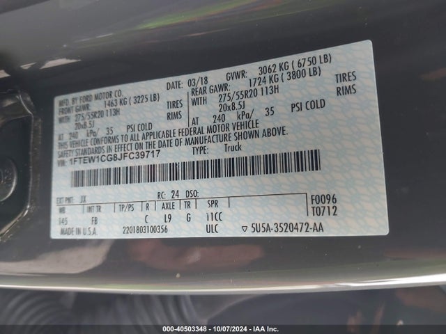 Ford F-150 Xlt 2018 1FTEW1CG8JFC39717 Image 9