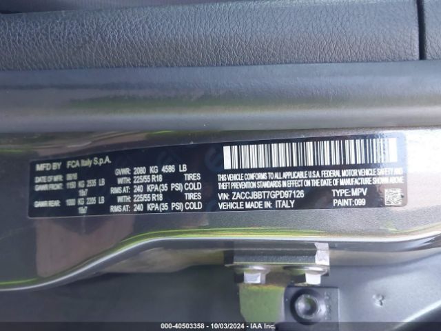 ZACCJBBT7GPD97126 Jeep Renegade Justice