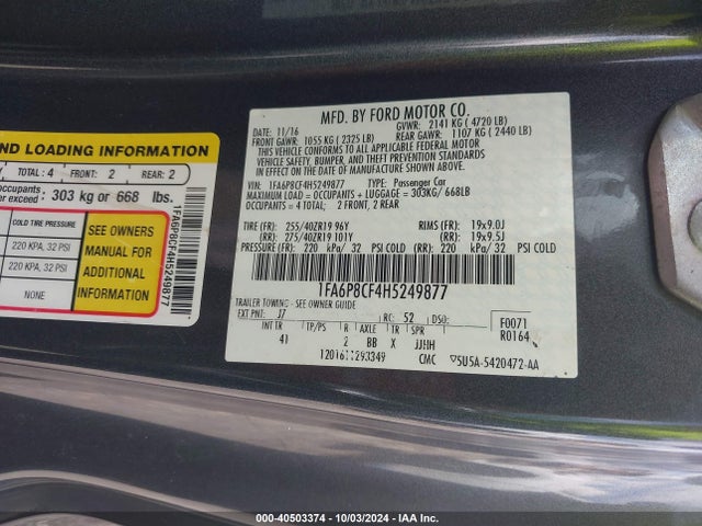 Ford Mustang Gt Premium 2017 1FA6P8CF4H5249877 Image 9