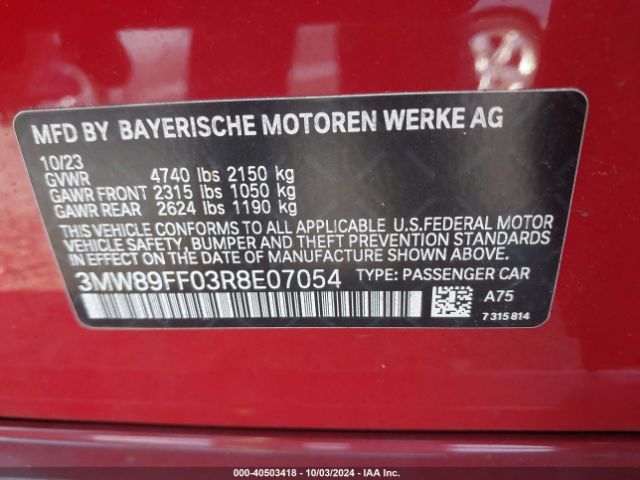 3MW89FF03R8E07054 BMW 3 Series 330i Xdrive