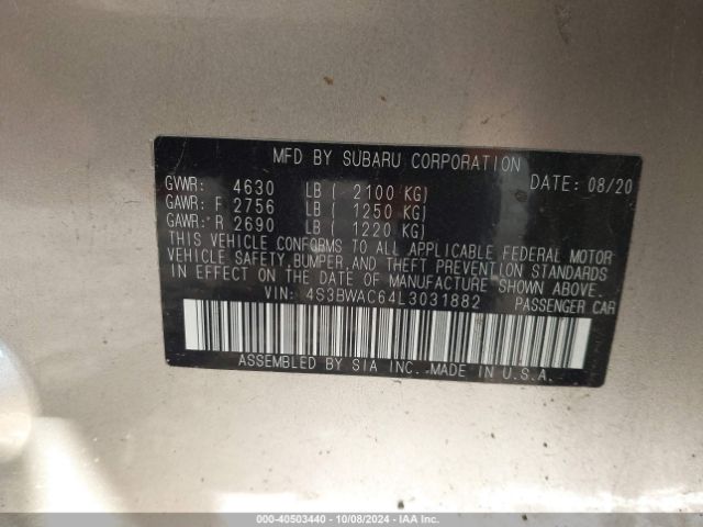 4S3BWAC64L3031882 Subaru Legacy Premium