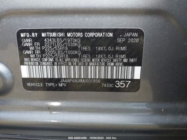 JA4APVAU8MU001856 Mitsubishi Outlander Sport 2.0 Se 2wd