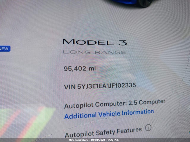Tesla Model 3 Long Range/mid Range 2018 5YJ3E1EA1JF102335 Image 7