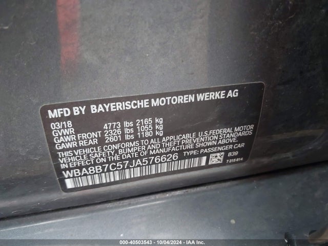 WBA8B7C57JA576626 BMW 340i Xdrive