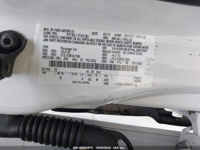 Ford FOCUS SE 2017 1FADP3K27HL287057 Image 9