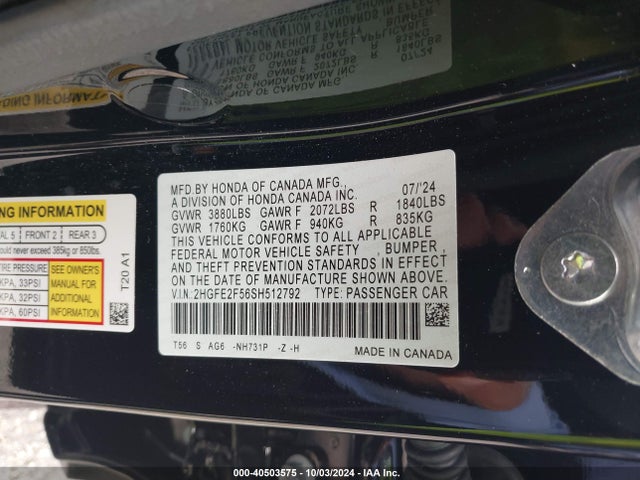 Honda Civic Sport 2025 2HGFE2F56SH512792 Image 9