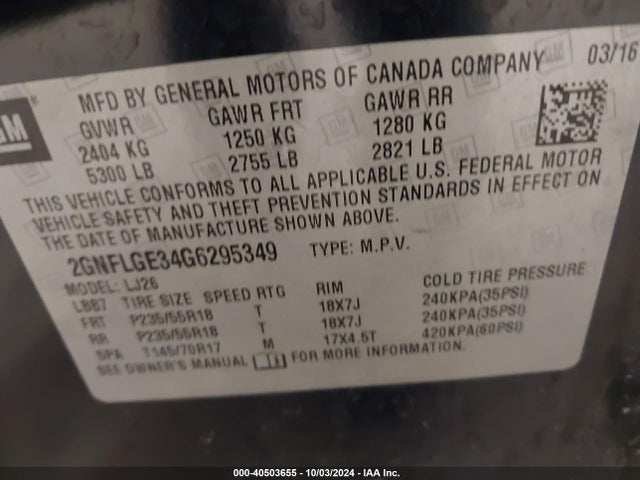 Chevrolet Equinox Ltz 2016 2GNFLGE34G6295349 Image 9