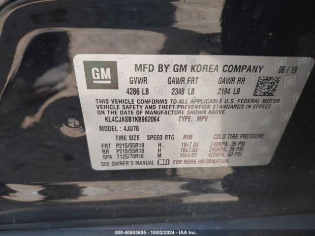 KL4CJASB1KB962064 Buick Encore Fwd Preferred
