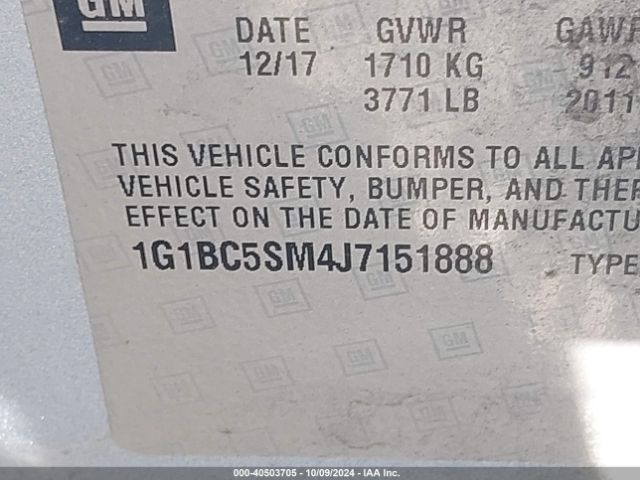 1G1BC5SM4J7151888 Chevrolet Cruze Ls Auto