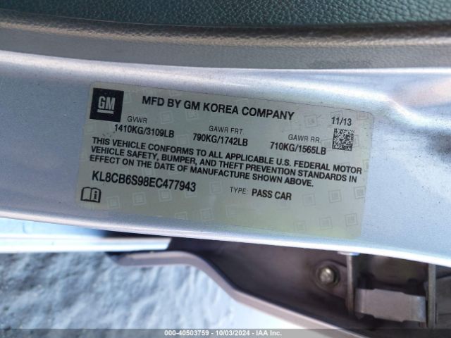 KL8CB6S98EC477943 Chevrolet Spark Ls Auto