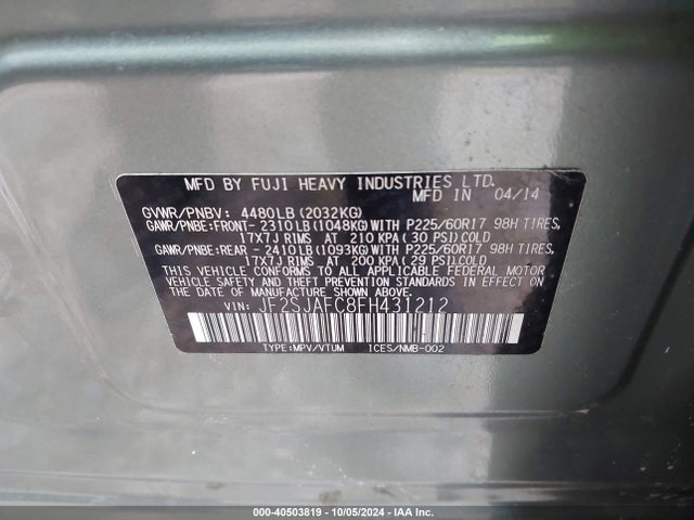 Subaru Forester 2.5i Premium 2015 JF2SJAFC8FH431212 Image 9