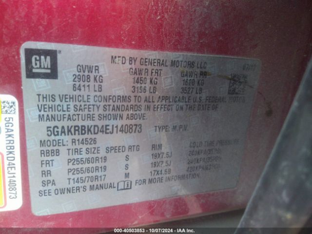 5GAKRBKD4EJ140873 Buick Enclave Leather