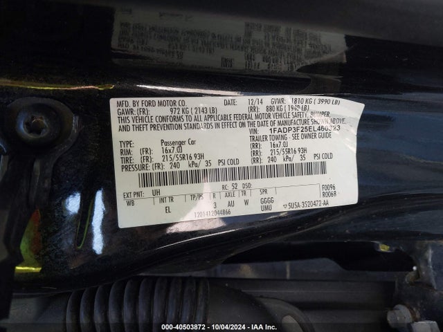 Ford FOCUS SE 2014 1FADP3F25EL460323 Image 9
