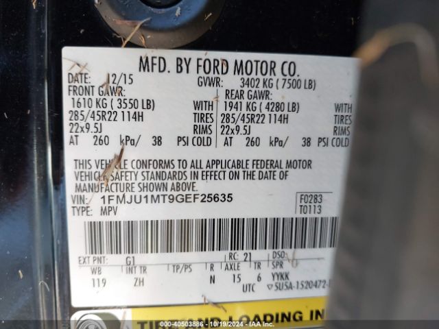 1FMJU1MT9GEF25635 Ford Expedition Platinum