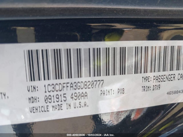 1C3CDFFA3GD820777 Dodge Dart Sxt Sport