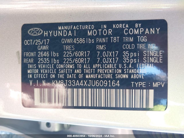 Hyundai TUCSON SEL 2018 KM8J33A4XJU609164 Image 9