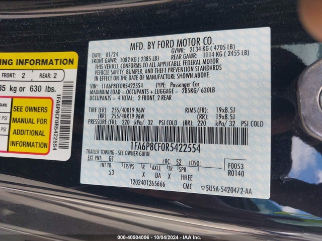 Ford Mustang Gt Premium Fastback 2024 1FA6P8CF0R5422554 Image 9