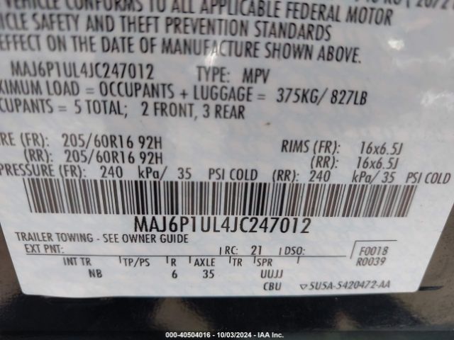 MAJ6P1UL4JC247012 Ford Ecosport Se