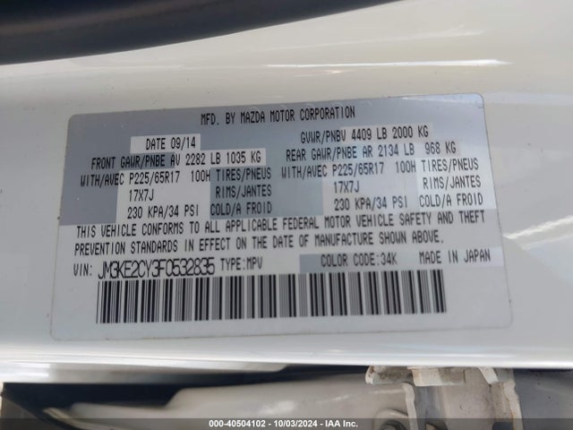 Mazda Cx-5 Touring 2015 JM3KE2CY3F0532835 Image 9
