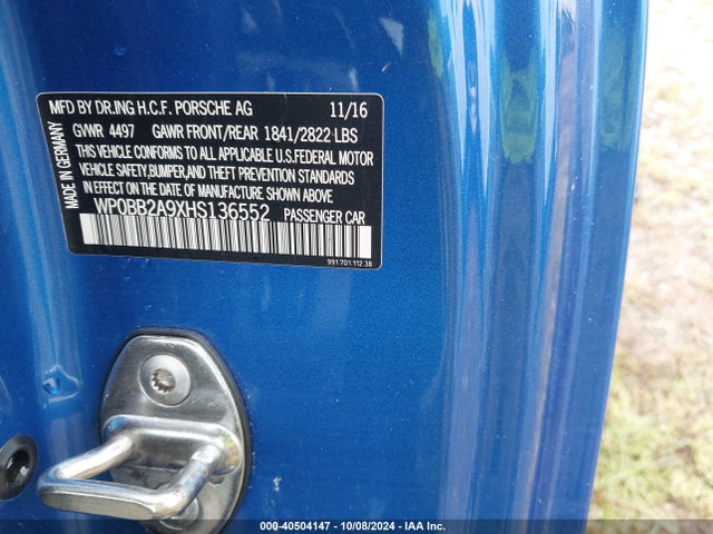 WP0BB2A9XHS136552 Porsche 911 Targa 4s