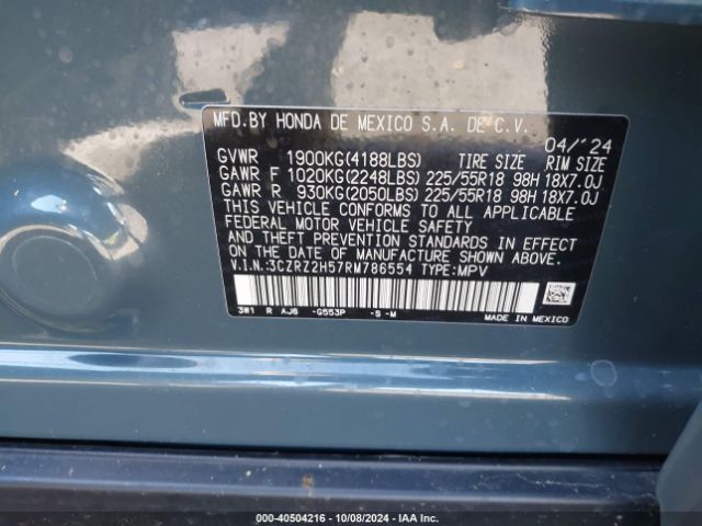 2024 HONDA HR-V 3CZRZ2H57RM786554 Photo 8