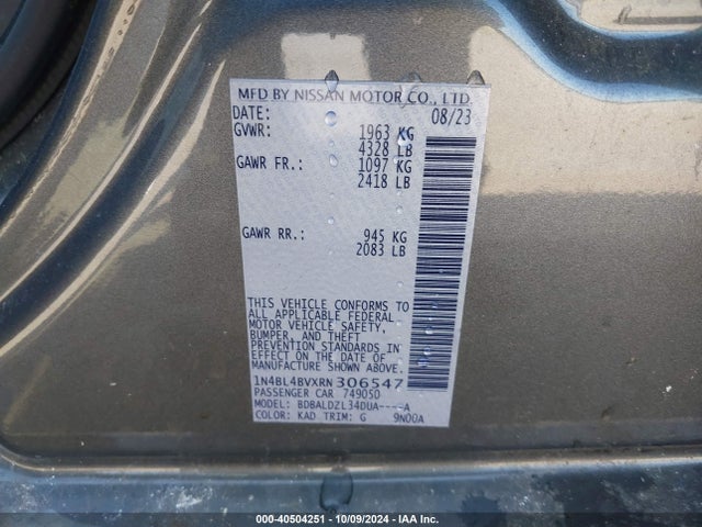 1N4BL4BVXRN306547 Nissan Altima S Fwd