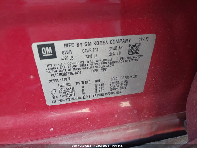 Buick Encore Convenience 2014 KL4CJBSB7EB631404 Image 9