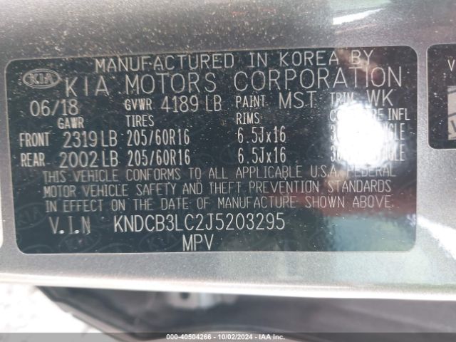 KNDCB3LC2J5203295 KIA NIRO LX