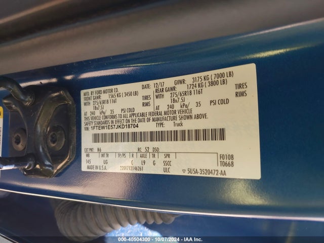 Ford F-150 Xlt 2018 1FTEW1E57JKD18704 Image 9
