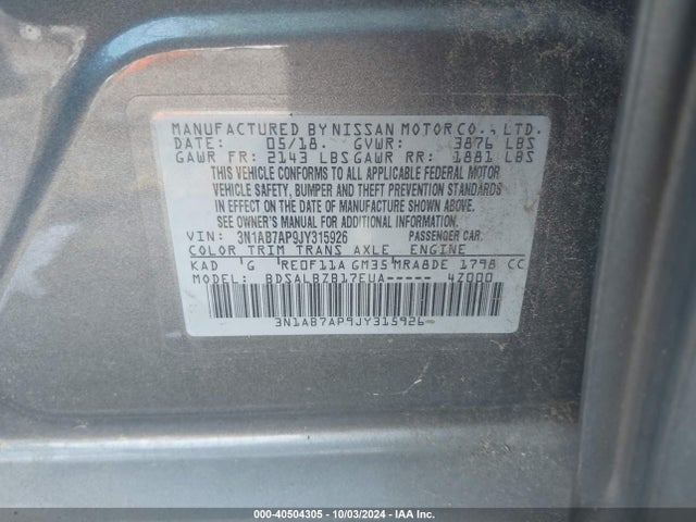 Nissan SENTRA S 2018 3N1AB7AP9JY315926 Image 9