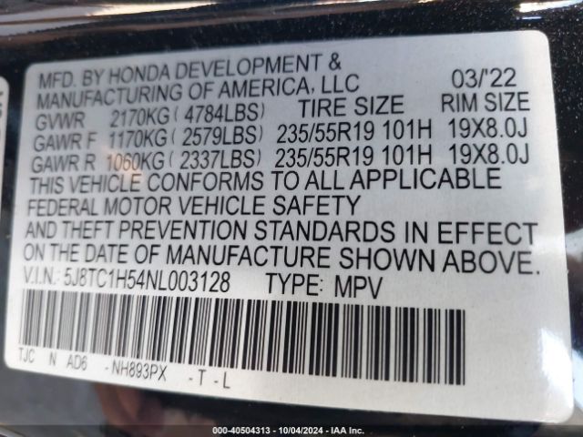 5J8TC1H54NL003128 Acura Rdx Technology Package