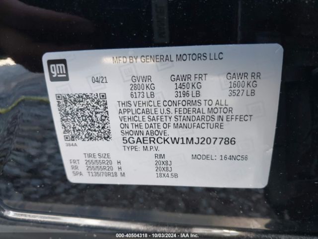 5GAERCKW1MJ207786 Buick Enclave Fwd Premium
