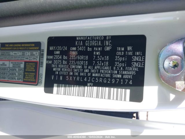 5XYRL4JC5RG297174 KIA SORENTO S