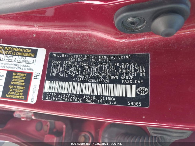 Toyota CAMRY LE 2017 4T1BF1FKXHU658320 Image 9