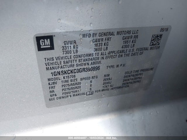 1GNSKCKC0GR390896 Chevrolet Tahoe Ltz