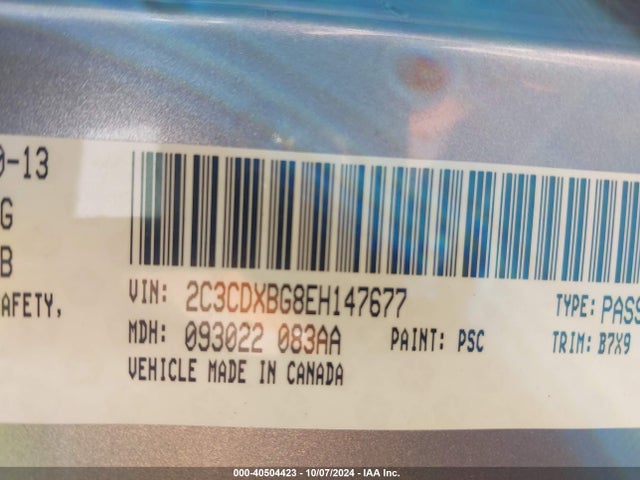 Dodge Charger Se 2014 2C3CDXBG8EH147677 Image 9
