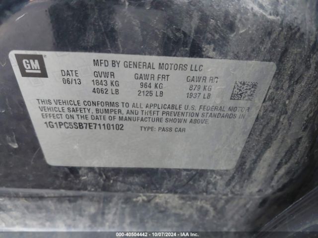 1G1PC5SB7E7110102 Chevrolet Cruze 1lt Auto