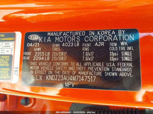KIA SOUL S 2021 KNDJ23AU4M7147517 Image 9