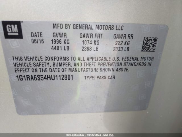 1G1RA6S54HU112801 Chevrolet VOLT LT