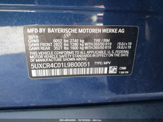 5UXCR4C01L9B00051 BMW X5 Sdrive40i