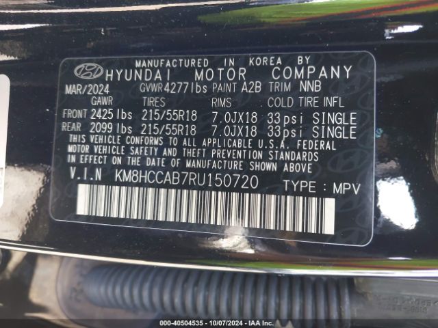 2024 HYUNDAI KONA KM8HCCAB7RU150720 Photo 8