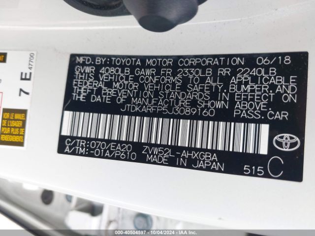 JTDKARFP5J3089160 Toyota Prius Prime Premium