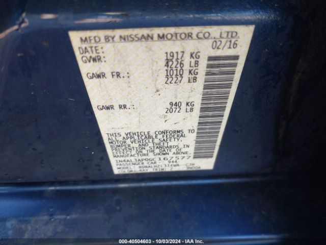1N4AL3AP0GC167577 Nissan Altima 2.5 Sr