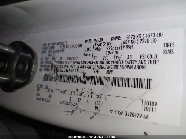 Ford Escape Titanium 2020 1FMCU9J93LUB19916 Image 9