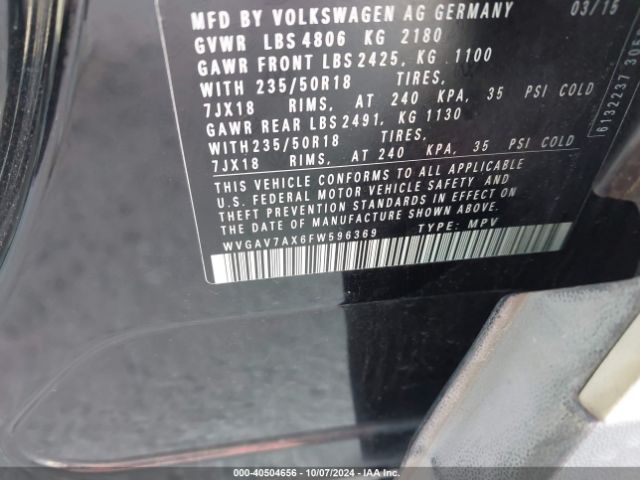 WVGAV7AX6FW596369 Volkswagen TIGUAN SE