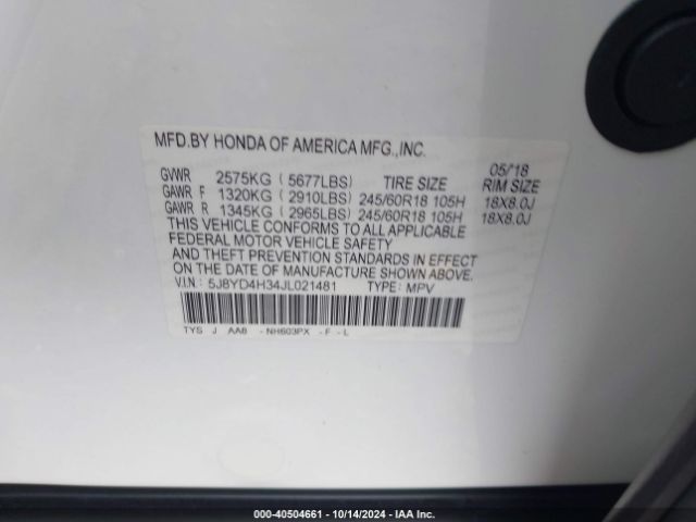 5J8YD4H34JL021481 Acura MDX