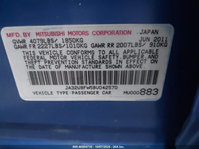 2011 MITSUBISHI LANCER JA32U8FW5BU042570 Photo 8